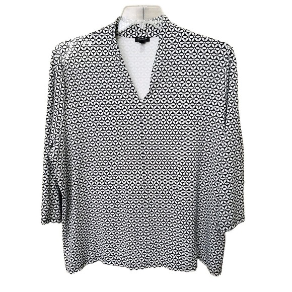 Talbots Black and White Geometric Knit Blouse - Picture 1 of 4